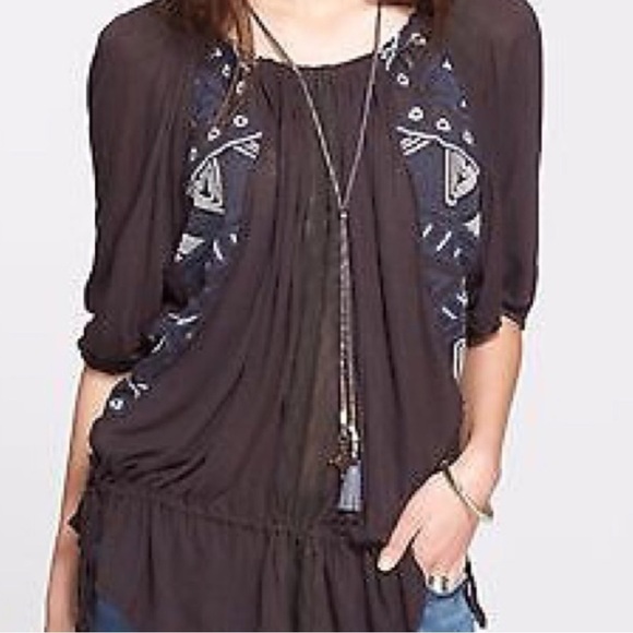 NWT Free People Flutter Top in Faded Black - Picture 1 of 14